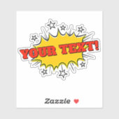 Ihr Name Text Rot Gelb Pop Art Burst 4" Vinyl Aufkleber (Blatt)