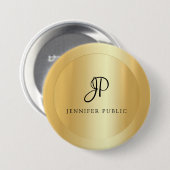 Ihr Name Textvorlage Elegante Imitat Gold Moderne Button (Vorne & Hinten)