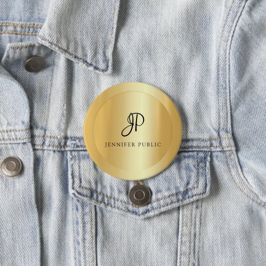 Ihr Name Textvorlage Elegante Imitat Gold Moderne Button (Beispiel)