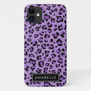 Ihr Name - Tierdruck, Gepunkteter Leopard - Lila Case-Mate iPhone Hülle