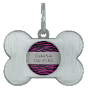 Ihr Name - Tierdruck, Zebra, Glitzer - Rosa Tiermarke