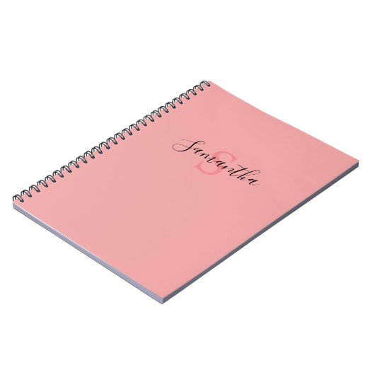 Ihr Name Typografie Monogramm - Pink Notizblock (Linke Seite)