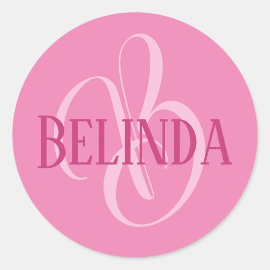 Ihr Name und das erste Rosa Runder Aufkleber (Vorderseite)