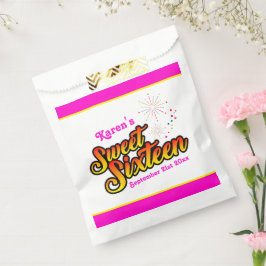 Ihr Name und Datum Rosa und Gelb 16 . Geburtstag Geschenktütchen