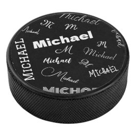 Ihr Name und Ihr benutzerdefiniertes Monogramm-Mus Eishockey Puck