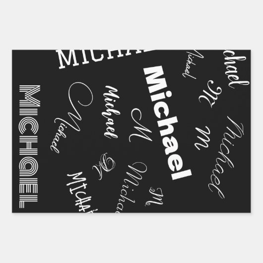 Ihr Name und Ihr benutzerdefiniertes Monogramm-Mus Geschenkpapier Set (Vorderseite 3)