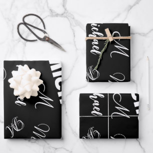 Ihr Name und Ihr benutzerdefiniertes Monogramm-Mus Geschenkpapier Set