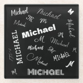 Ihr Name und Ihr benutzerdefiniertes Monogramm-Mus Glasuntersetzer (Vorderseite)