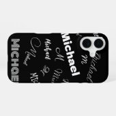 Ihr Name und Ihr benutzerdefiniertes Monogramm-Mus iPhone 16 Hülle (Rückseite (Horizontal))