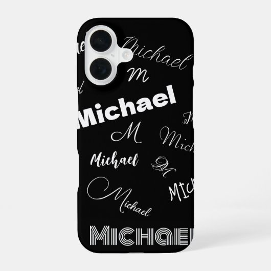 Ihr Name und Ihr benutzerdefiniertes Monogramm-Mus iPhone 16 Hülle (Rückseite)