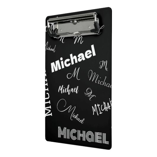 Ihr Name und Ihr benutzerdefiniertes Monogramm-Mus Mini Klemmbrett (Gewinkelt2)