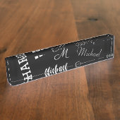 Ihr Name und Ihr benutzerdefiniertes Monogramm-Mus Namensplakette (Seite)