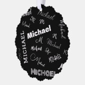 Ihr Name und Ihr benutzerdefiniertes Monogramm-Mus Ornament Karte (Links)