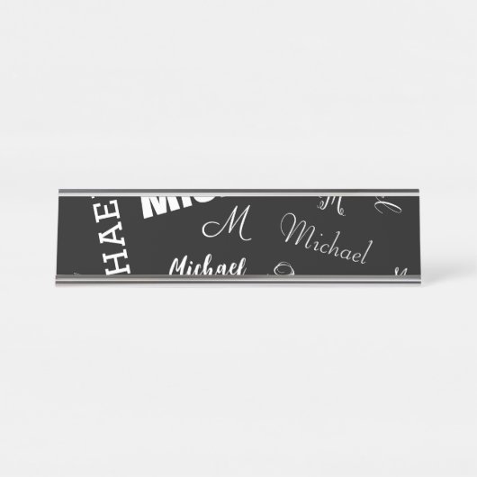 Ihr Name und Ihr benutzerdefiniertes Monogramm-Mus Schreibtischnamensplakette (Vorderseite )