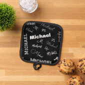 Ihr Name und Ihr benutzerdefiniertes Monogramm-Mus Topflappen (Oben Unten)