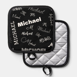 Ihr Name und Ihr benutzerdefiniertes Monogramm-Mus Topflappen