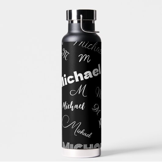 Ihr Name und Ihr benutzerdefiniertes Monogramm-Mus Trinkflasche (Links)