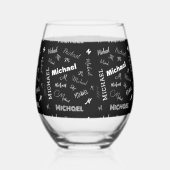 Ihr Name und Ihr benutzerdefiniertes Monogramm-Mus Weinglas Ohne Stiel (Rückseite)