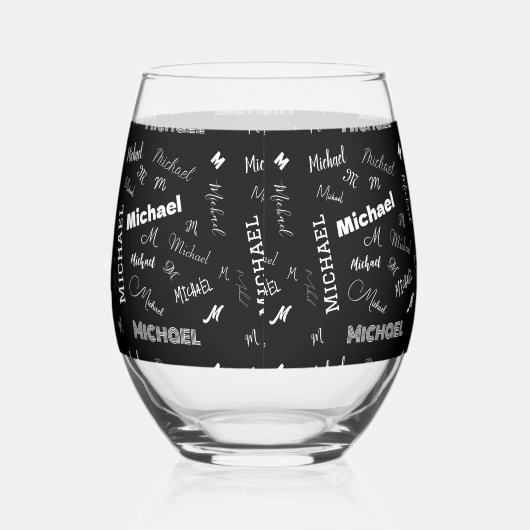 Ihr Name und Ihr benutzerdefiniertes Monogramm-Mus Weinglas Ohne Stiel (Rechts)