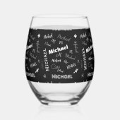 Ihr Name und Ihr benutzerdefiniertes Monogramm-Mus Weinglas Ohne Stiel (Links)