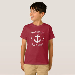 Ihr Name und Ihr Boot Vintag Anker Sterne Rot und T-Shirt