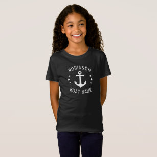 Ihr Name und Ihr Boot Vintage Ankerstars Schwarz-w T-Shirt