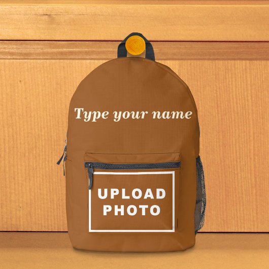 Ihr Name und Ihr Foto auf dem braunen Backpack Bedruckter Rucksack