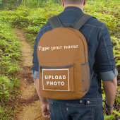 Ihr Name und Ihr Foto auf dem braunen Backpack Bedruckter Rucksack