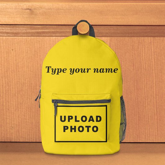 Ihr Name und Ihr Foto auf dem Gelben Rückpack Bedruckter Rucksack