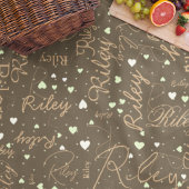 Ihr Name und ihr Herz auf erdigen natürlichen Tone Fleecedecke