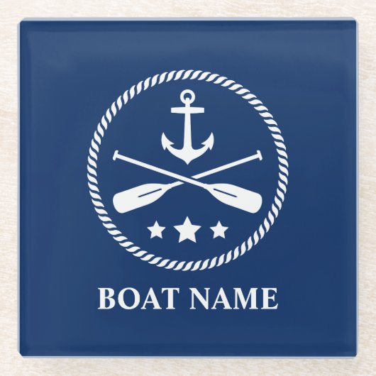 Ihr Name und Ihre Ankerbühne Oars & Stars Glasuntersetzer (Vorderseite)