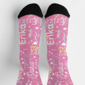 Ihr Name und ihre Herzen Romantik PINK wiederholen Socken (Oben)