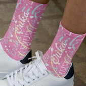 Ihr Name und ihre Herzen Romantik PINK wiederholen Socken