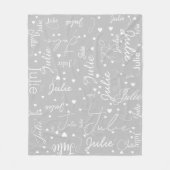 Ihr Name und ihre Herzen überall in hellgrau Fleecedecke (Vorderseite)