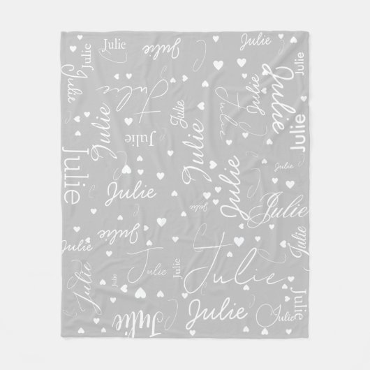 Ihr Name und ihre Herzen überall in hellgrau Fleecedecke (Vorderseite)