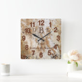 Ihr Name und Ihre Initialen Rustic Man Höhlenwand Quadratische Wanduhr (Zuhause)