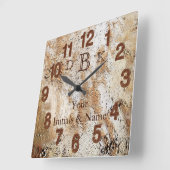 Ihr Name und Ihre Initialen Rustic Man Höhlenwand Quadratische Wanduhr (Winkel)