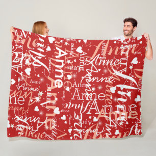 Ihr Name und ihre Niedlichen Herzen überall in hei Fleecedecke