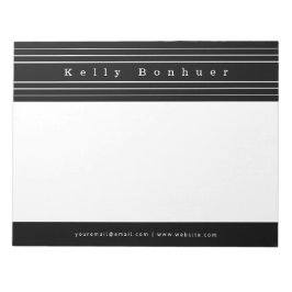 Ihr Name und Ihre Streifen | Schwarz/Weiß Notizblock