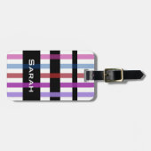 Ihr Name und moderne Webstreifen Gepäckanhänger (Vorderseite horizontal)