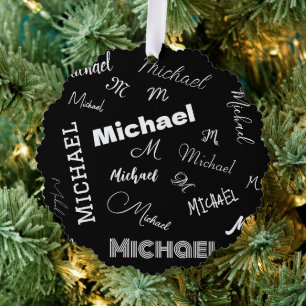 Ihr Name und Monogramm individuelles Muster schwar Ornament Karte