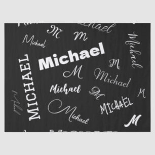 Ihr Name und Monogramm individuelles Muster schwar Seidenpapier