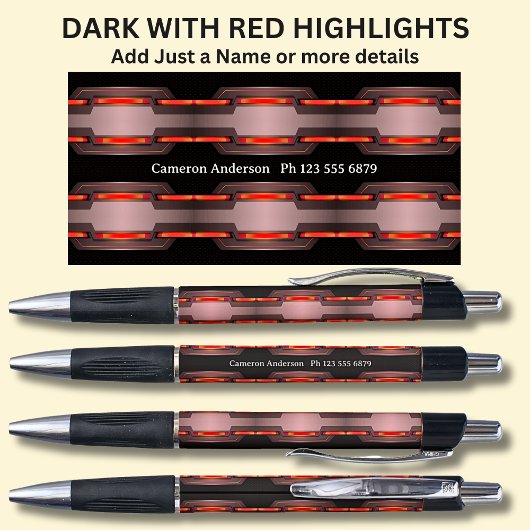 Ihr Name und optionale Angaben zu Schwarz und Rot Kugelschreiber