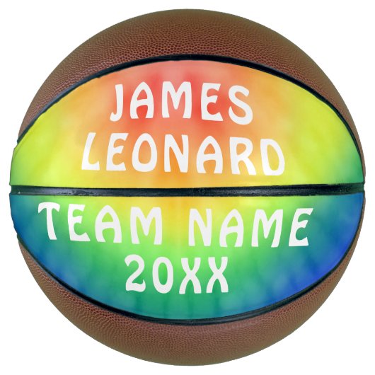 Ihr Name und Team Gefärbte Krawatte Personalisiert Basketball (Vorderseite)
