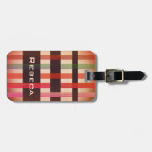 Ihr Name und Vintage Webstreifen Gepäckanhänger (Vorderseite horizontal)