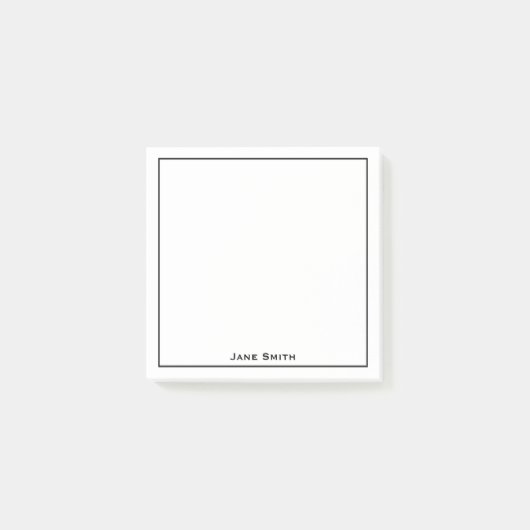 Ihr Name Unternehmen Minimalistisch Schwarz/Weiß Post-it Klebezettel (Vorderseite)