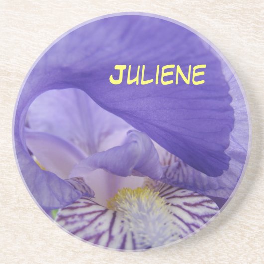 Ihr Name Untersetzer Lila Iris-Blume (Vorne)