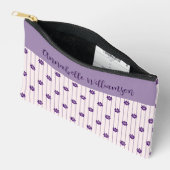 Ihr Name Violet & Blush Streifen Lila Blüten Zubehörtasche (Offen)