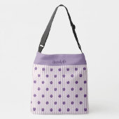 Ihr Name Violet, Blush Stripes Violett Blume Tragetaschen Mit Langen Trägern (Rückseite)