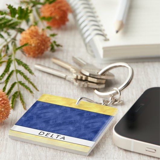 Ihr Name + Wasserzeichen D Delta Schlüsselanhänger (Vorderseite rechts)